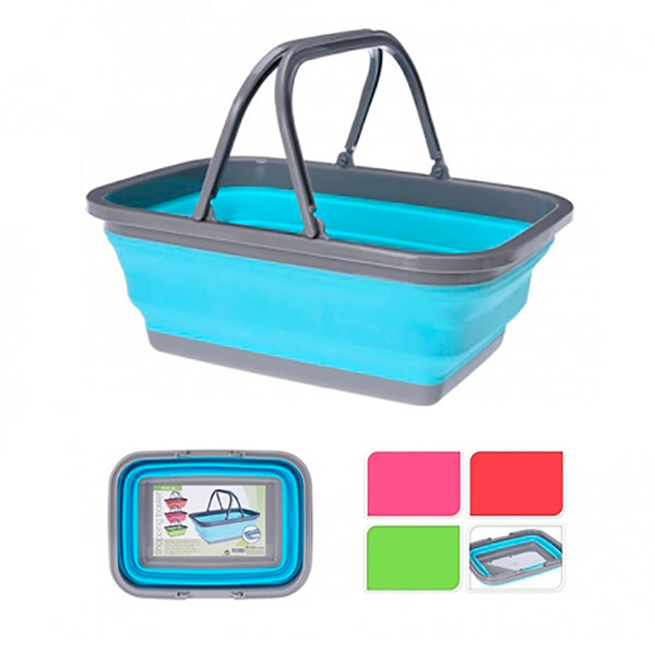 Foldable Shopping Basket With Handles Assorted Colors