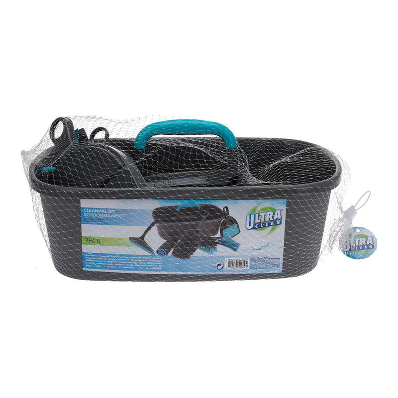 7 Piece Cleaning Set Grey and Turquoise