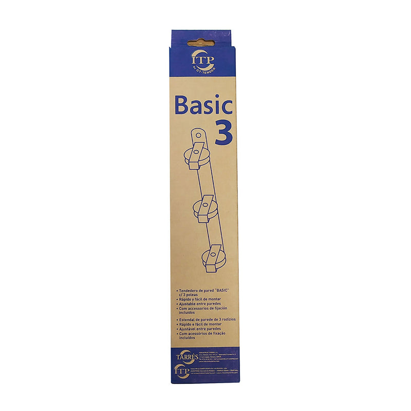 Basic Wall Clothesline With 3 Pulleys White 37x5x5cm