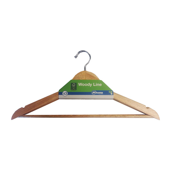 Lot of 3 Woody Line Hangers Ecological Wood Fsc 42.5X23Cm-12Mm