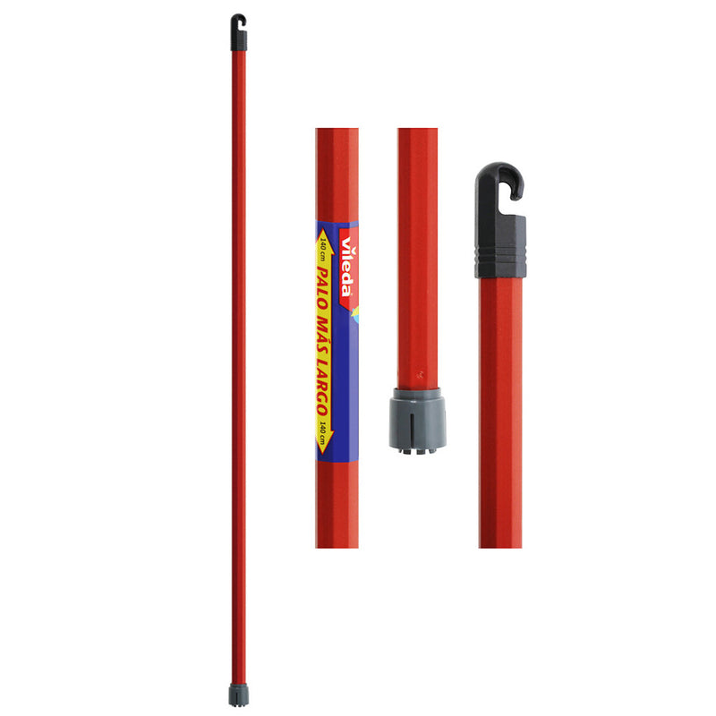 Palo Para Fregona Con Enganche Monoclick Rojo 140Cm 112139 Vileda