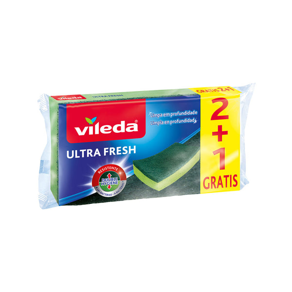 Vileda Ultra Fresh Scouring Pad With 2+1 Antibacterial Sponge 164001