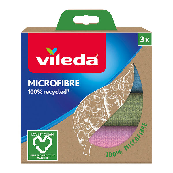 100% Recycled Microfiber Cloth 3 Units, 168310 Vileda