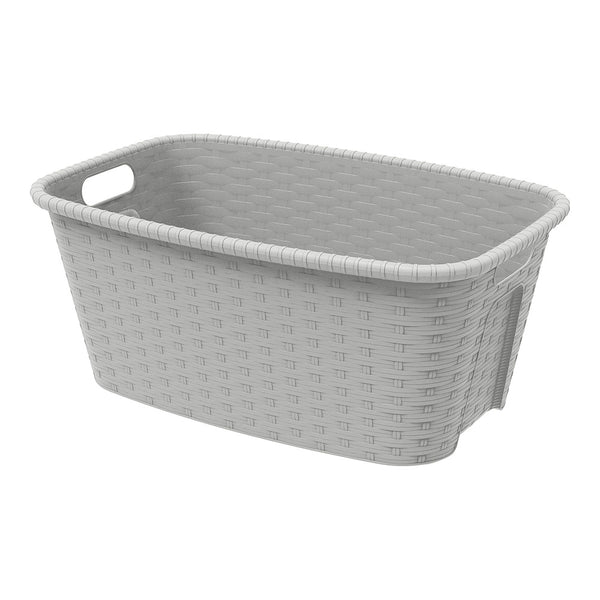 Laundry Basket 35L. 59.5x39.5x25cm Imitation Wicker/Rattan Cream Color Mondex