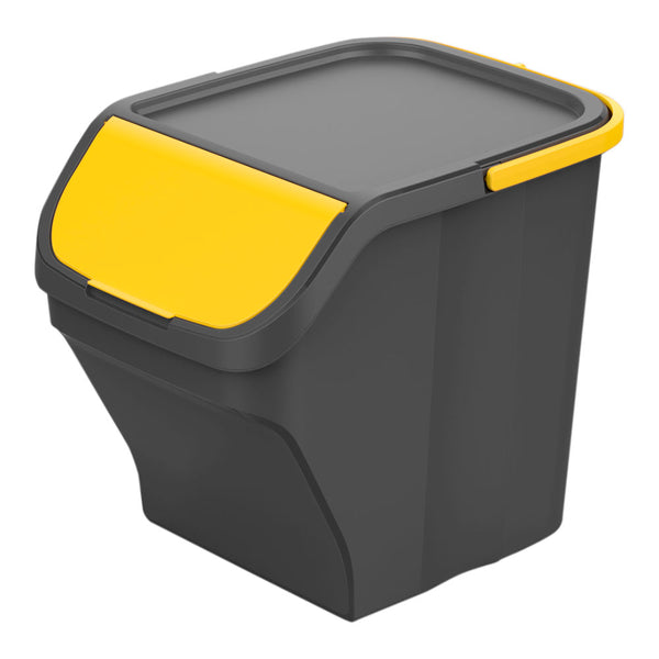 Cubo 25L Stack´N Sort Gris Con Tapa Color Amarillo