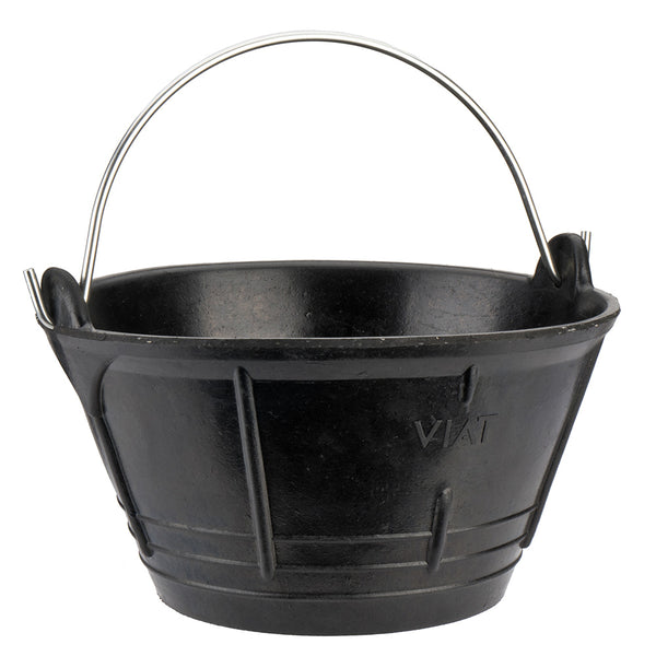 Italian Black Rubber Bucket 10 L, With Metal Handle.