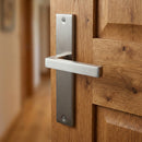 Manilla modelo '8003' de acero inoxidable con placa rectangular para puertas