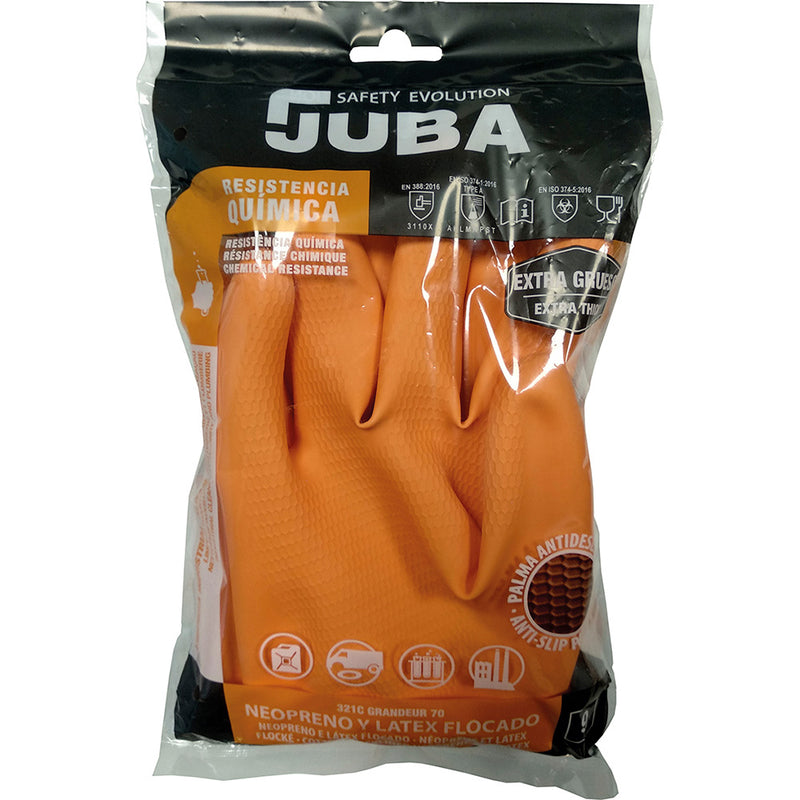 Guante De Trabajo Látex/Neopreno Naranja Talla 6 Juba