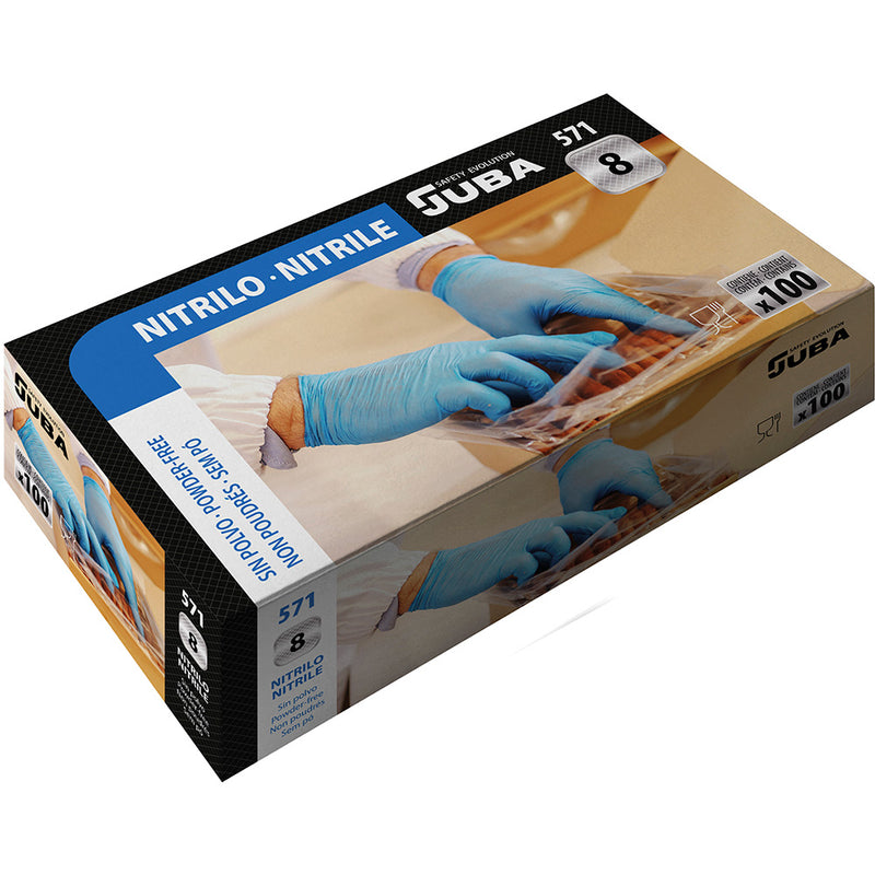 Box of 100 Economical Disposable Nitrile Gloves Powder-Free Size M Juba