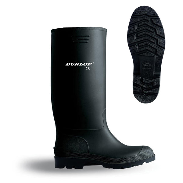 Bota De Agua Pvc Talla 35 Caña Alta Negra Dunlop