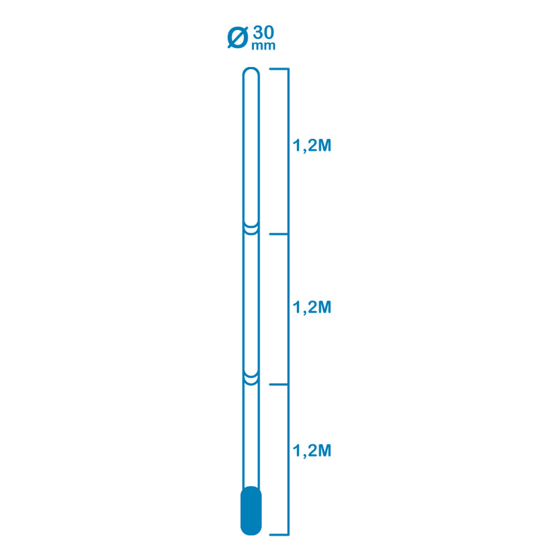 Telescopic Pole Ø41Mm 3-Part Handle 1.20M Total: 3.6M (Folded 1.3M) With 0.30Mm Edm Aluminum Tube