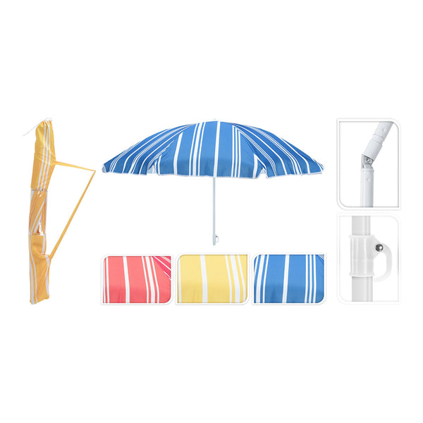 Striped Beach Umbrella 180cm, Assorted Colours