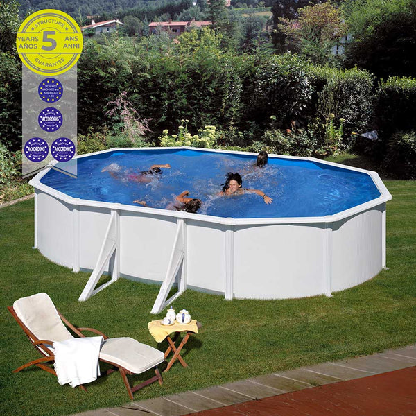 Oval Steel Wall Pool With White Sheet Metal 500 X 300 X 120 Cm Kit500Eco Gre