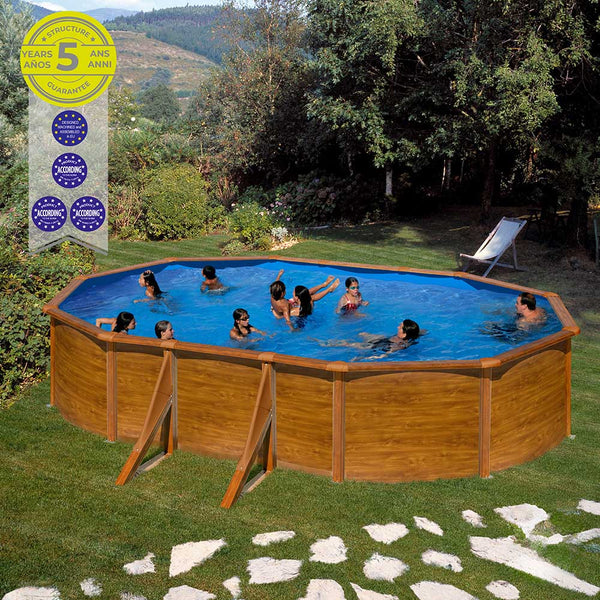 Oval Steel Wall Pool With Imitation Wood Sheet 500 X 300 X 120 Cm Kit500W Gre