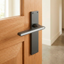 Puxador em Zamak modelo '810' com placa retangular com acabamento em grafite para portas 