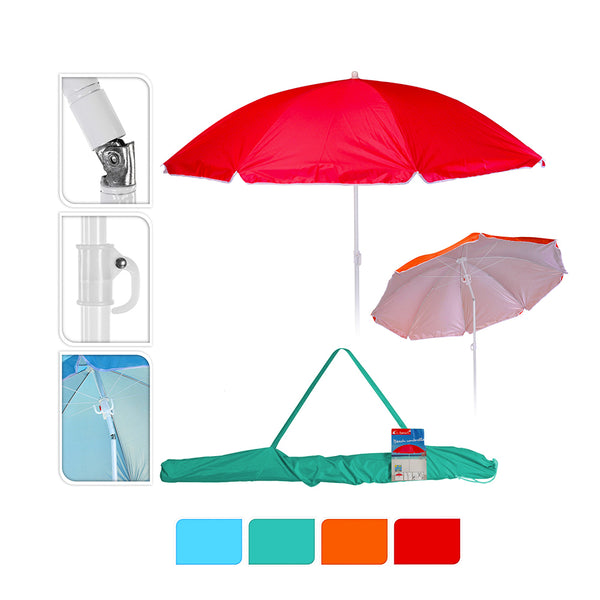 Beach Umbrella Ø160cm Assorted Colors With Cover