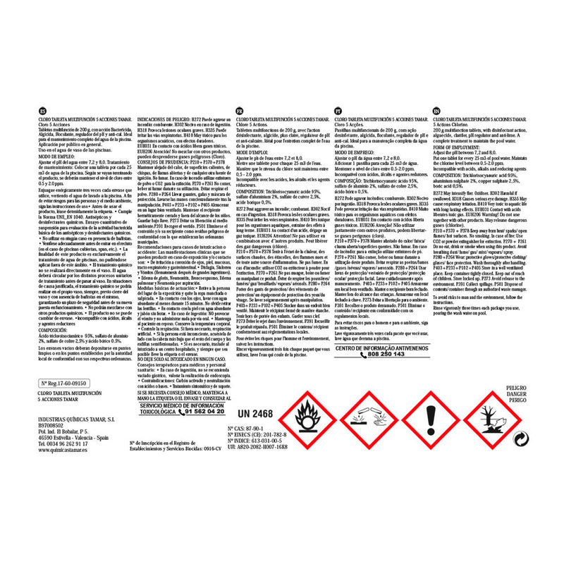 Chlorine 5 Actions Tablets 1Kg Tamar