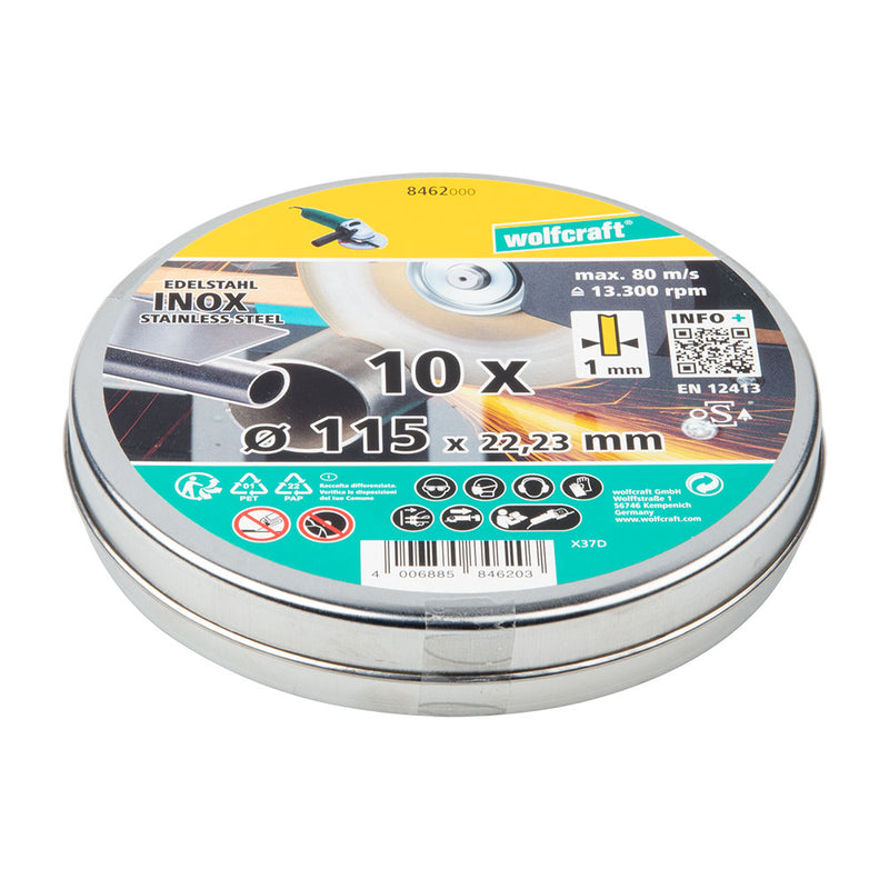 Discos De Corte Inox Ø115 X 1,0 X 22,2Mm En Caja 8462000 Wolfcraft