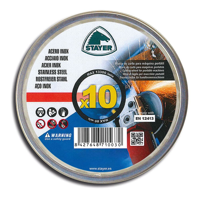 Extra-thin Stainless Steel Standard Disc, Pack 10 Units, Ø115X1X22.23 Mm