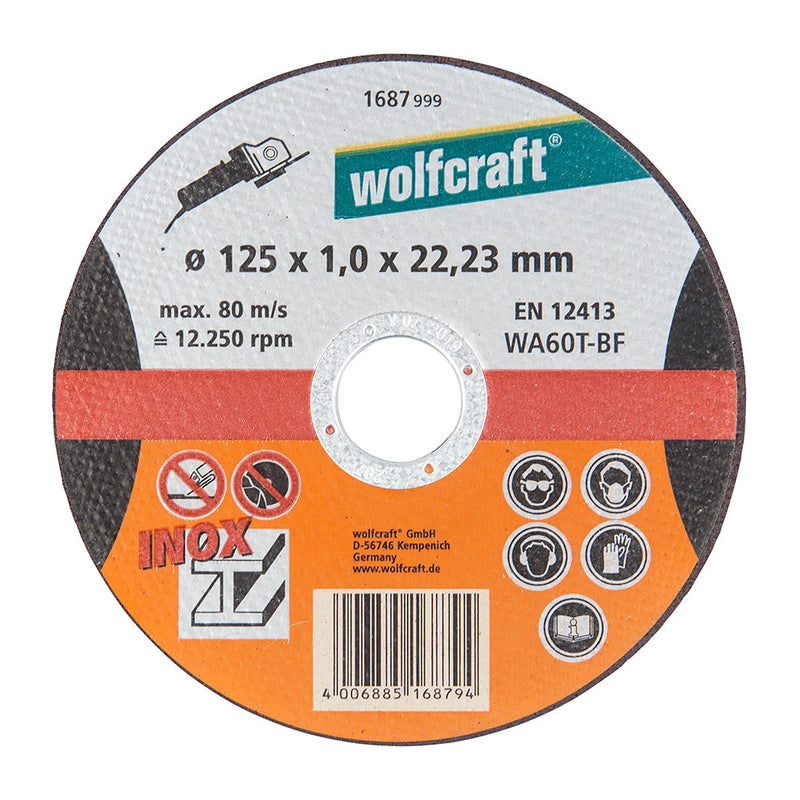 Disco De Corte De Precisión Para Acero Inoxidable Ø125X1,0X22,23Mm. 1687999 Wolfcraft