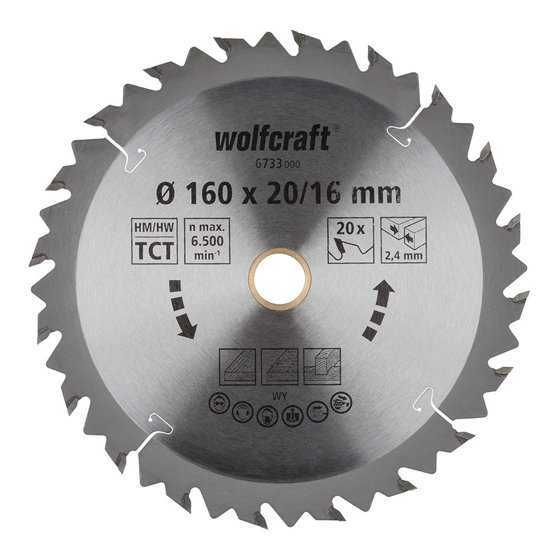 Disco De Sierra Circular Ct, 20 Dientes Ø160Mm 6733000 Wolfcraft