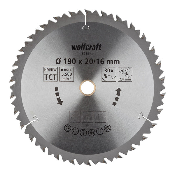 Disco De Sierra Circular Ct, 30 Dientes Ø190Mm 6735000 Wolfcraft