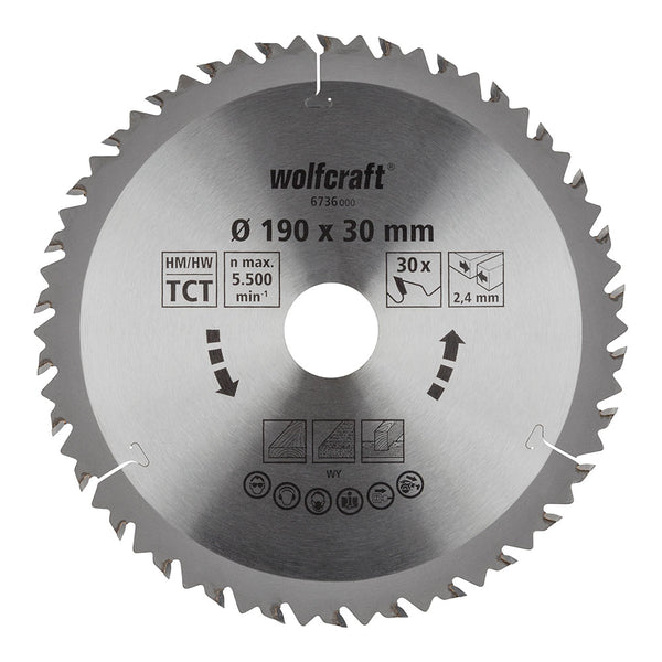 Disco De Sierra Circular Ct, 30 Dientes Ø190Mm 6736000 Wolfcraft