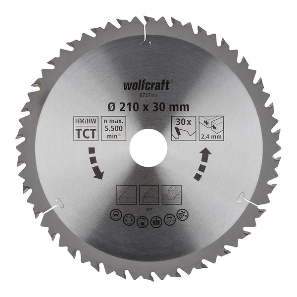 Disco De Sierra Circular Ct, 30 Dientes Ø210Mm 6737000 Wolfcraft