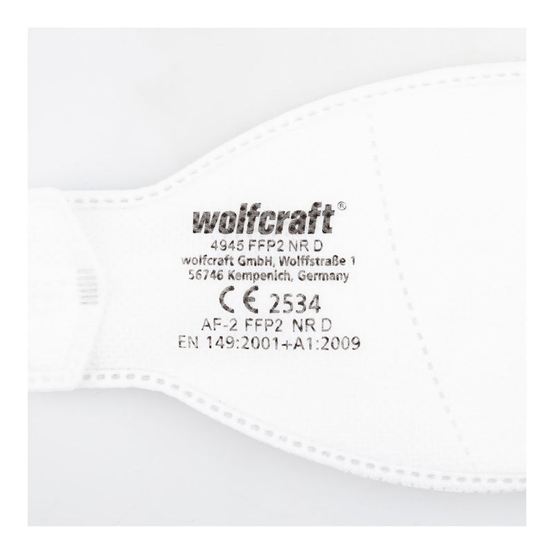 Pack of 2 Respiratory Protection Masks Ffp2 Nr D 4945000 Wolfcraft