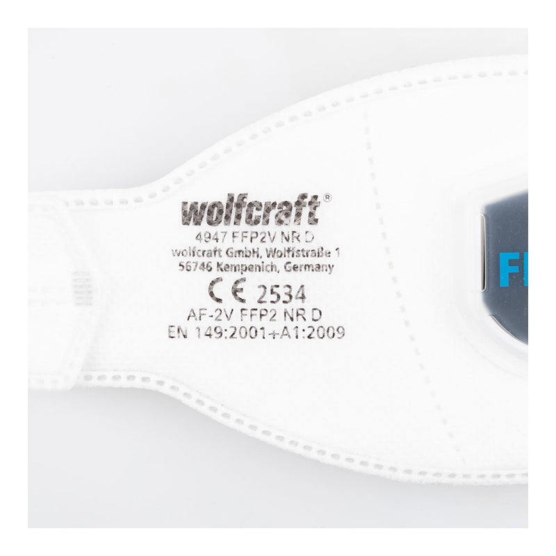 Pack of 2 FFP2 Nr D Anti-Dust Masks with Breathing Valve and Filter 4947000 Wolfcraft