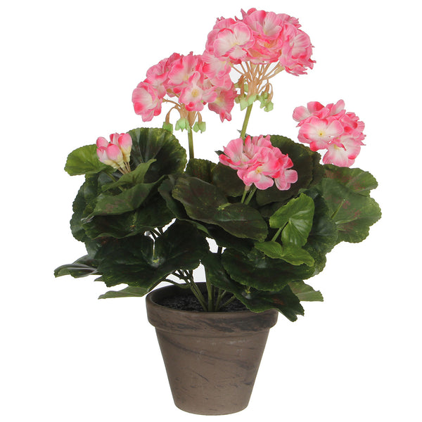 Pink White PVC Geranium With Pot