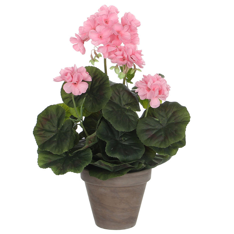 Pvc Pink Geranium With Gray Pot