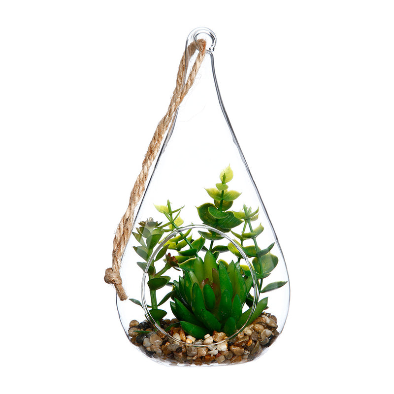 Hanging Glass Vase with Decorative Plant 10x19.5cm Assorted Colors/Models