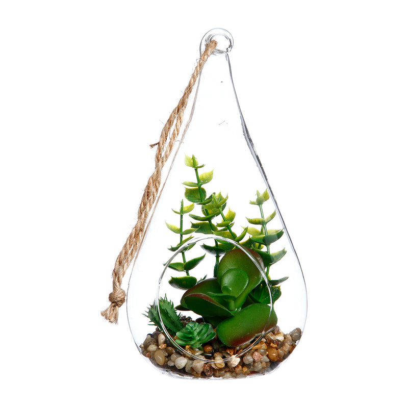 Hanging Glass Vase with Decorative Plant 10x19.5cm Assorted Colors/Models