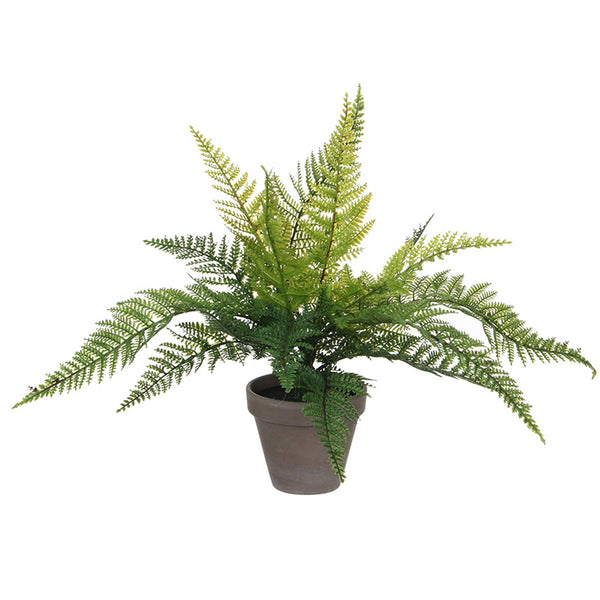 Green PVC Fern With Gray Pot 40x11, 5cm