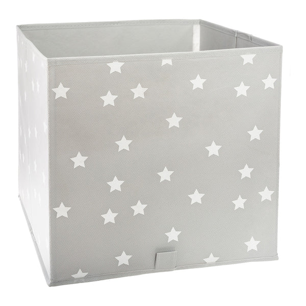 Children's storage basket in grey with stars, dimensions: 29x29x29cm