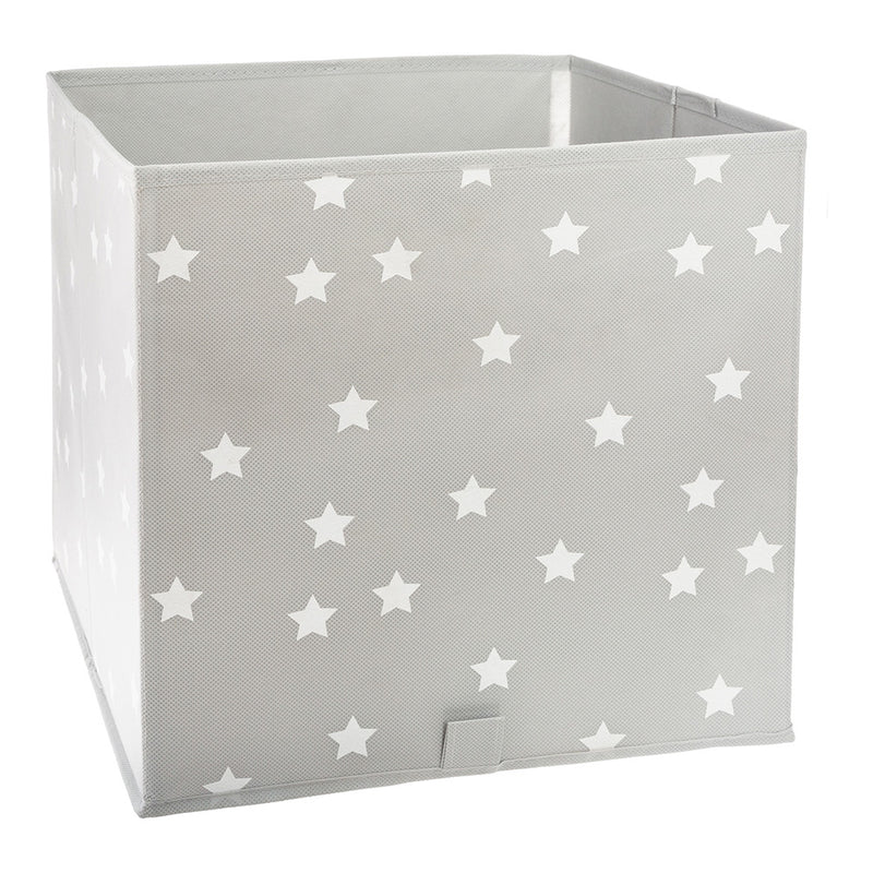 Children's storage basket in grey with stars, dimensions: 29x29x29cm