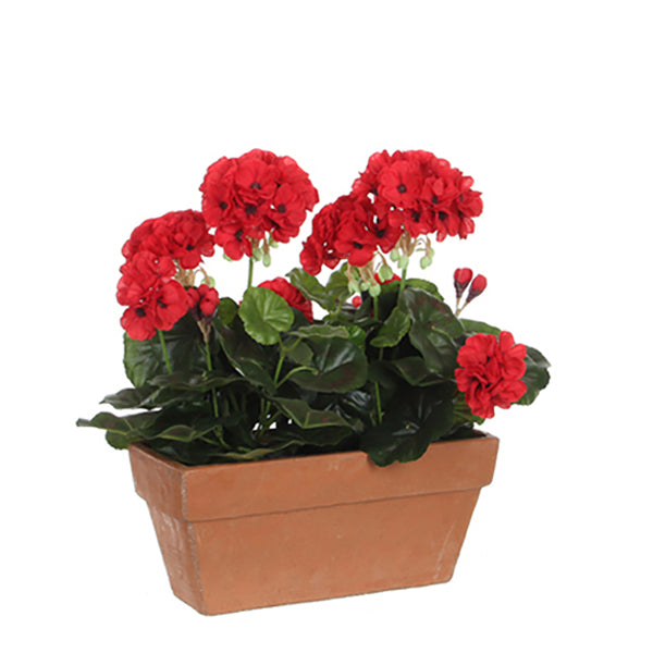 Red PVC Geranium In Balcony Planter 29x13x40cm