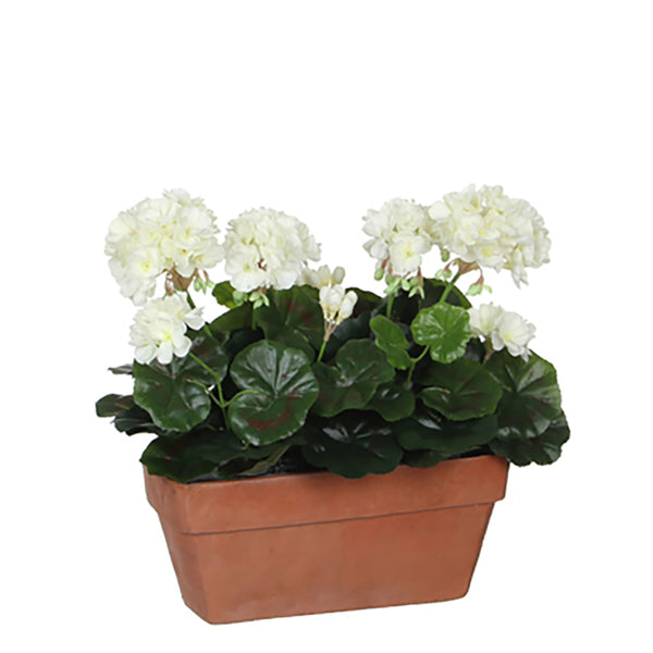 White PVC Geranium In Balcony Planter 29x13x40cm