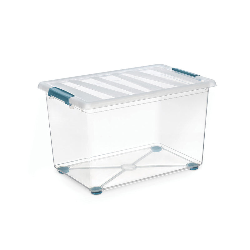 Katla Transparent Box 57L With Wheels And Ergonomic Handles 59X39X36.5Cm