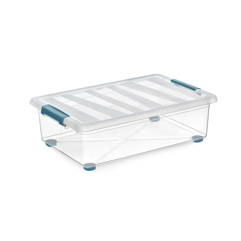 Katla Transparent Box 28L With Wheels And Ergonomic Handles 59X39X18.5Cm