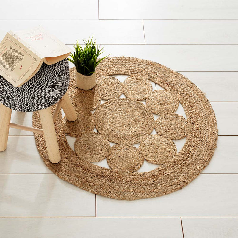 Openwork jute rug Ø80cm