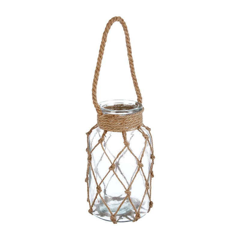 Candle holder with raffia rope 26x15, 5cm