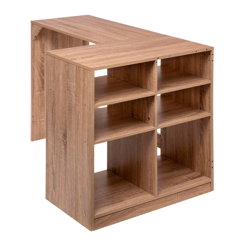 Wooden Desk With Storage Natural Color 110X75X69Cm