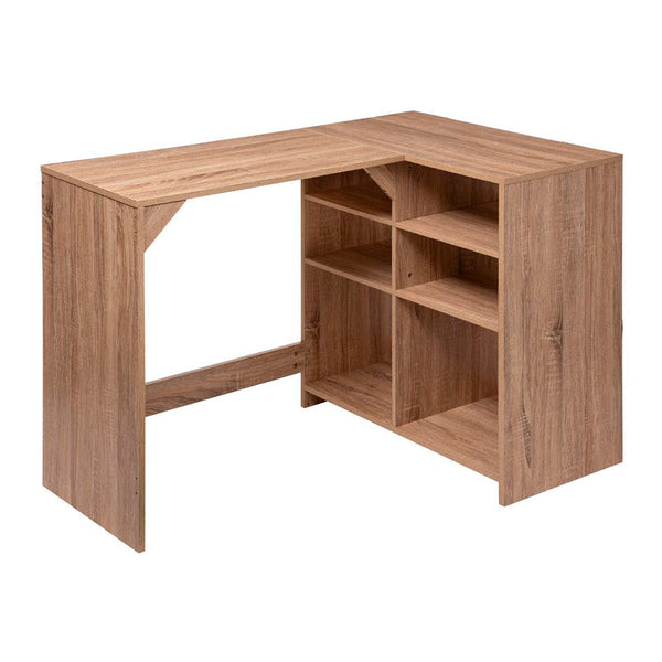 Wooden Desk With Storage Natural Color 110X75X69Cm