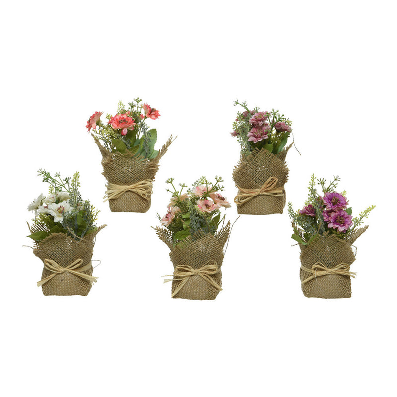 Mini Artificial Plant With Burlap Ø7X17Cm Assorted Models Colors / Assorted Models