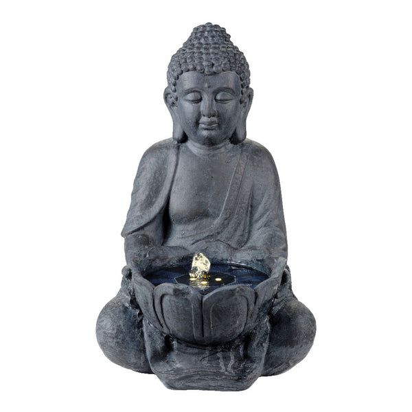 Solar Buddha Fountain, Warm Light, 29.5x28x45cm