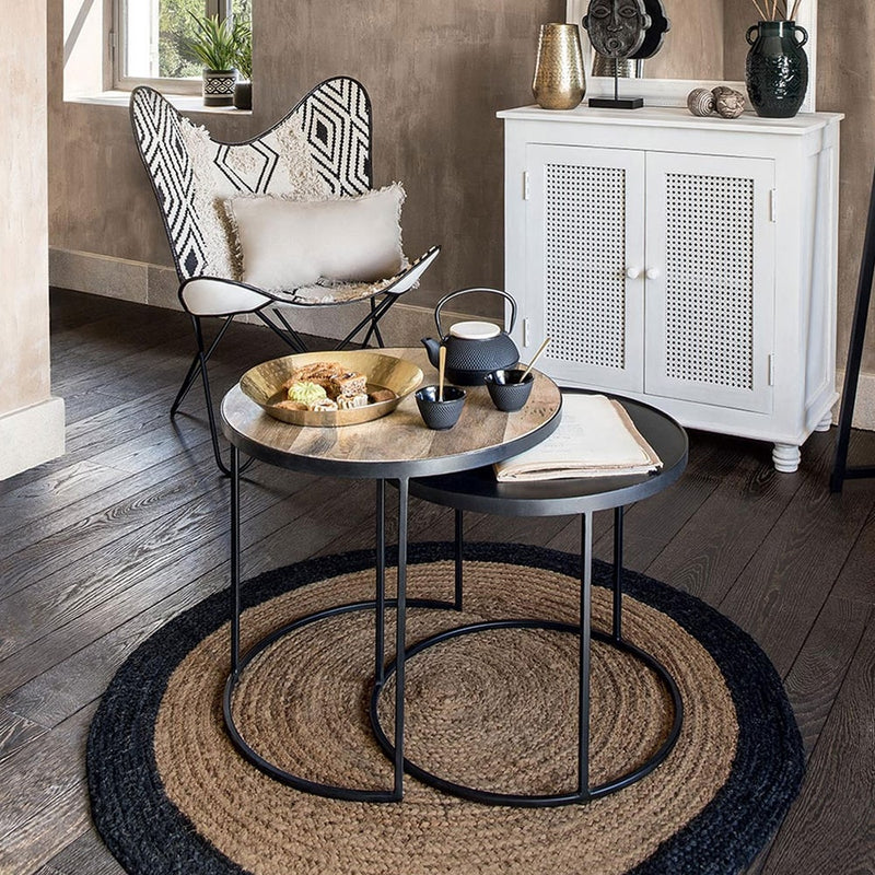 Black Burlap Rug Ø120Cm Atmosphera