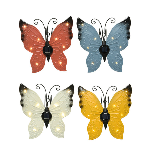 Metal Solar Light In The Shape Of A Butterfly 17.8x6x4cm Assorted Colors