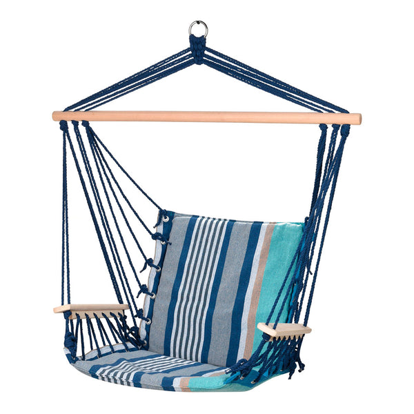 Swing with wooden armrests, size 53x100cm, striped color